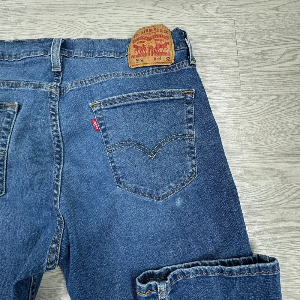 Levis Mens Jeans 559 Relaxed Straight Blue 34x32 Stretch Denim‎ Five Pocket